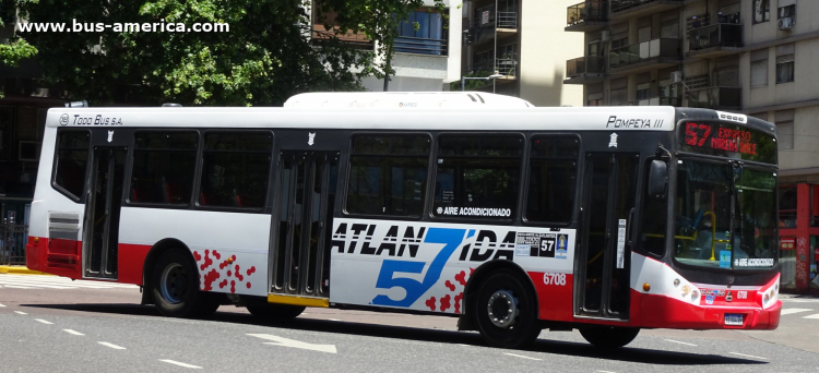 Agrale MT 17.0 LE - Todo Bus Pompeya III - Atlántida
AD 584 QH

Línea 57 (Buenos Aires), interno 6708 [2019 - 2020]
