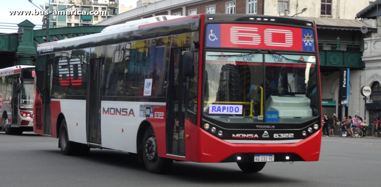 Agrale MT 17.0 LE - Todo Bus Retiro TB-44/22 - MONSA
AG 232 YE

Línea 60 (Buenos Aires), interno 6322
