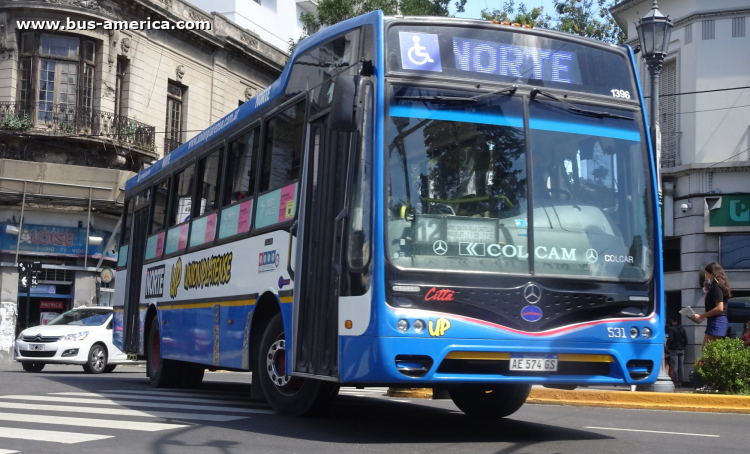 Mercedes-Benz OF 1621 - Nuovobus Cittá - Norte , Unión Platense
AE 574 GS

Línea Norte [501] ramal 12 (Pdo. La Plata), interno 531 (1396)
