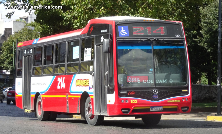 Mercedes-Benz OF 1621 - Nuovobus Cittá - Unión Platense
AE 574 GV

Línea 214 (Prov. Buenos Aires), interno 100 (1391)
