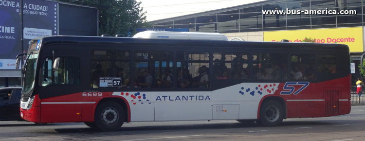 Agrale MT 17.0 LE - Marcopolo Novo Torino T346 - Atlántida
Línea 57 (Buenos Aires), interno 6699

Este modelo de piso bajo se venía produciendo en Brasil como Gran Viale BRS o Viale BRS. Si bien se puede notar que no cuenta con inscripción de modelo, el gacetillas de prensa, que no son de Marcopolo, lo dan por Torino. Vamos con ese nómbre hasta la confirmación.
