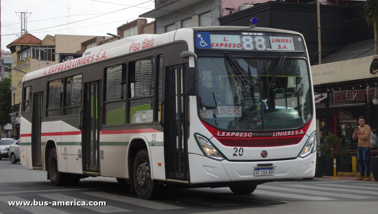 Mercedes-Benz O 500 U - Marcopolo Novo Torino - L.Expreso Liniers
AF 258 BP

Línea 88 (Buenos Aires), interno 20
