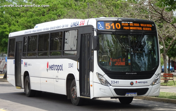 Mercedes-Benz OF 1721 L - Marcopolo Novo Torino - Metropol , Pilar Bus
AE 942 FR

Línea 510 (Pdo.Pilar), interno 3341
