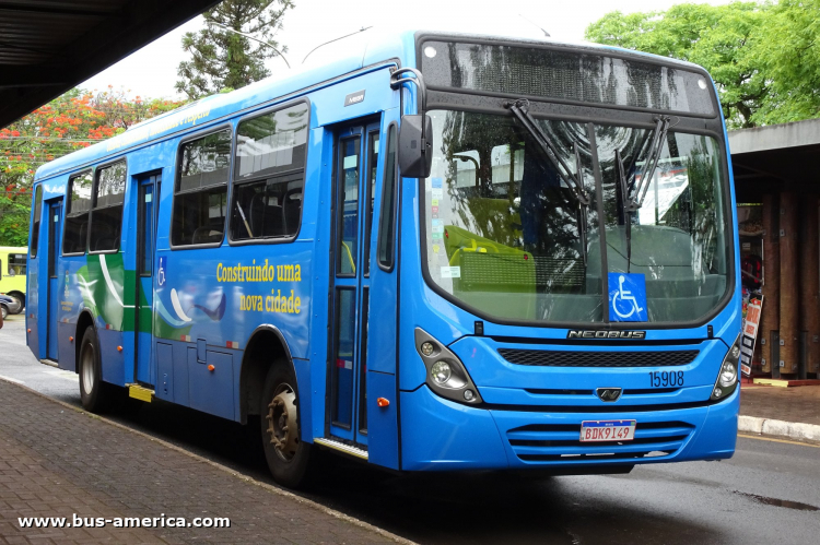 Mercedes-Benz OF 1721 - Neobus New Mega - Sorriso , Cidade Verde
BDK-9I49

Linha ¿120? (Foz do Iguaçú), unidad 15908
