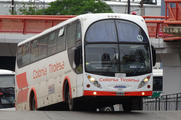 Mercedes-Benz O-500 M - Metalsur Starbus 340 - Cnia. Tirolesa 
CXI 476
[url=https://bus-america.com/galeria/displayimage.php?pid=43424]https://bus-america.com/galeria/displayimage.php?pid=43424[/url]

Colonia Tirolesa (Prov. Córdoba), interno 15, patente provincial 1777
