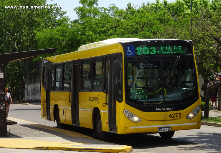 Mercedes-Benz O 500 U - Metalpar Iguazú Nueva Generación - Azúl
AD 637 QG

Línea 203 (Prov. Buenos Aires), interno 4272
