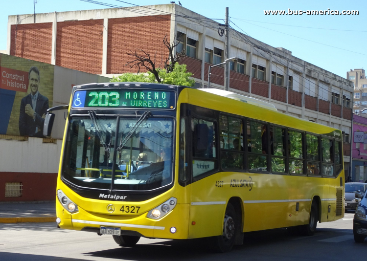 Mercedes-Benz O 500 U - Metalpar Iguazú Nueva Generación - Azúl
AD 329 UB

Línea 203 (Prov. Buenos Aires), interno 4327
