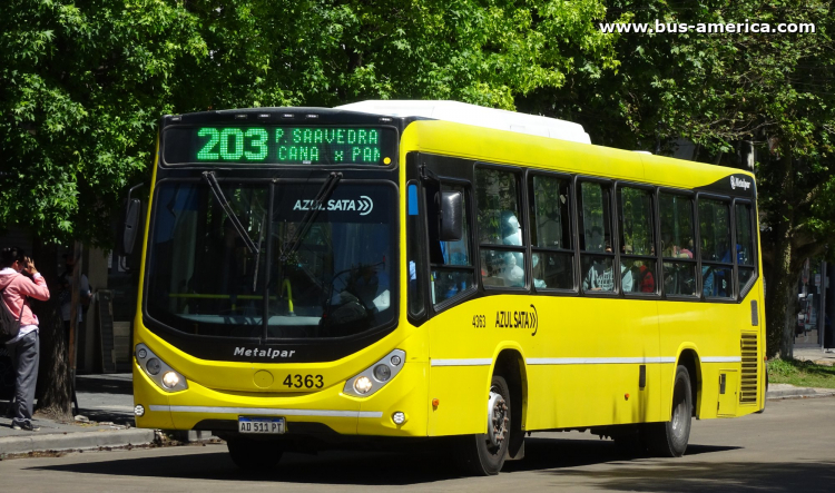 Mercedes-Benz O 500 U - Metalpar Iguazú Nueva Generación - Azúl
AD 511 PT

Línea 203 (Prov. Buenos Aires), interno 4363
