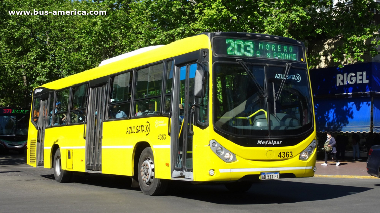 Mercedes-Benz O 500 U - Metalpar Iguazú Nueva Generación - Azúl
AD 511 PT

Línea 203 (Prov. Buenos Aires), interno 4363
