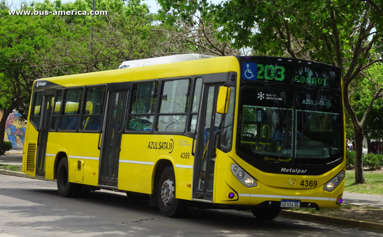 Mercedes-Benz O 500 U - Metalpar Iguazú Nueva Generación - Azúl
AD 524 DC

Línea 203 (Prov. Buenos Aires), interno 4369
