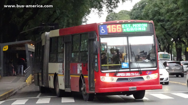 Mercedes-Benz O-500 UA - Metalpar Iguazú 2007 - Empresa Línea 216
JTJ 111

Línea 166 (Buenos Aires), interno 46

