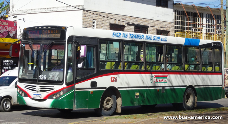 Mercedes-Benz OF 1621 - Metalpar Tronador 2010 - E.T.Del Sur
AB 383 WL

Línea 504 (Pdo. P.Perón), interno 126
