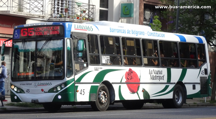 Mercedes-Benz OH 1618 L SB - Metalpar Iguazú 2010 - La Nueva Metropol
PMH 985

Línea 65 (Buenos Aires), interno 45
