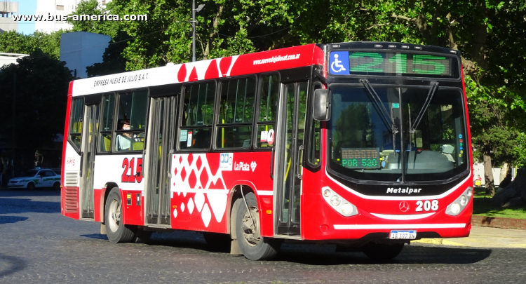 Mercedes-Benz OH 1621 L SB - Metalpar Iguazú Nueva Generación - Nueve de Julio
AB 397 BN

Línea 215 (Prov. Buenos Aires), interno 208 [fraccionamiento dentro del Pdo. La Plata]
