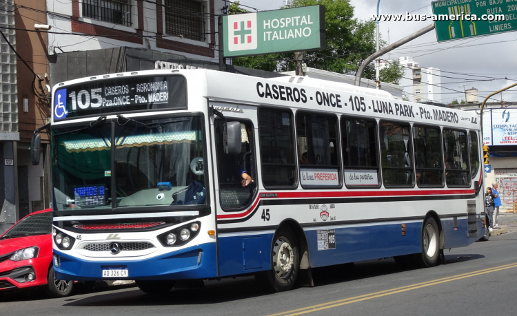 Mercedes-Benz OH 1621 L SB - Ugarte Mini Europeo - América
AD 326 CY

Línea 105 (Buenos Aires), interno 45

