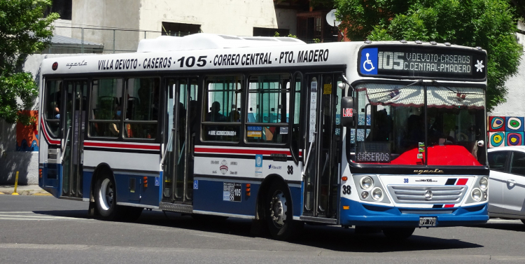 Mercedes-Benz OH 1718 L SB - Ugarte Europeo - América 
NPP 779

Línea 105 (Buenos Aires), interno 38
