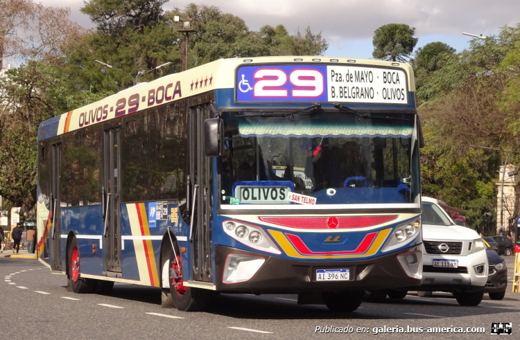 Mercedes-Benz OH 1721 L SB - Ugarte Europeo H6B3 119 - Pedro de Mendoza
AI 396 NC

Línea 29 (Buenos Aires), interno 35
