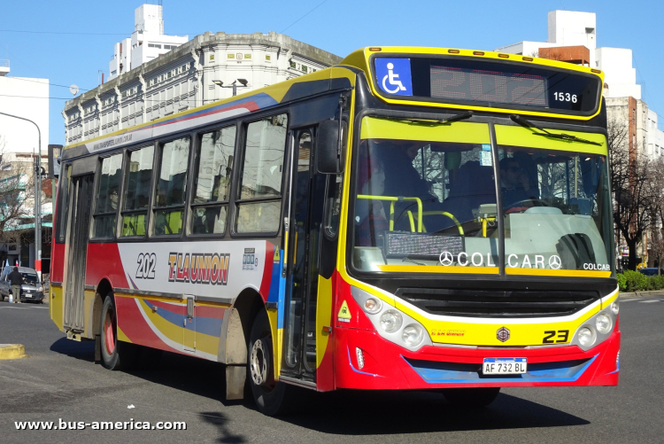 Mercedes-Benz OF 1621 - BiMet Corbus OF 1621 U - La Unión
AF 732 BL

Línea 202 (Prov. Buenos Aires), interno 23 (1536)

