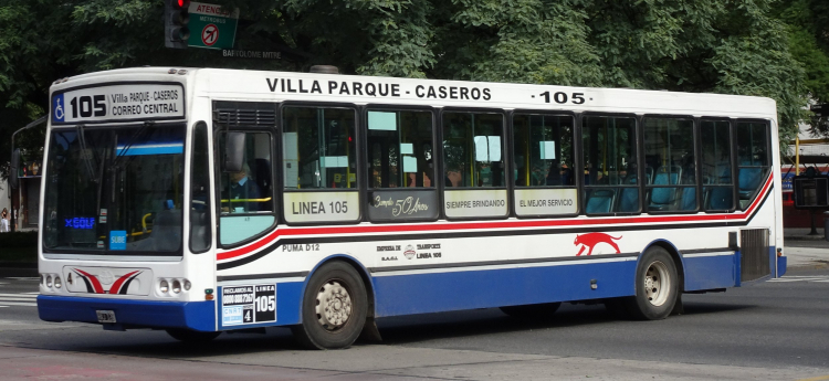 TATSA Puma D 12 - América
HXJ 128

Línea 105 (Buenos Aires), interno 4
