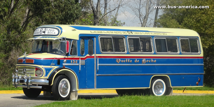 Mercedes-Benz LO 1114 - El Indio - Vuelta de Rocha
USF 756 - ex patente B.1577458

Línea 64 (Buenos Aires), interno 132 [vehículo de exposición, recreación línea etapa 1980-1981]
