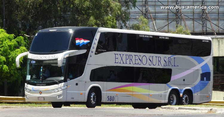 Scania K 360 B - Marcopolo G7 Paradiso 1800 DD (para Paraguay) - Exp. Sur
HDS 619
[url=https://bus-america.com/galeria/displayimage.php?pid=60084]https://bus-america.com/galeria/displayimage.php?pid=60084[/url]

Exp. Sur, unidad 580
