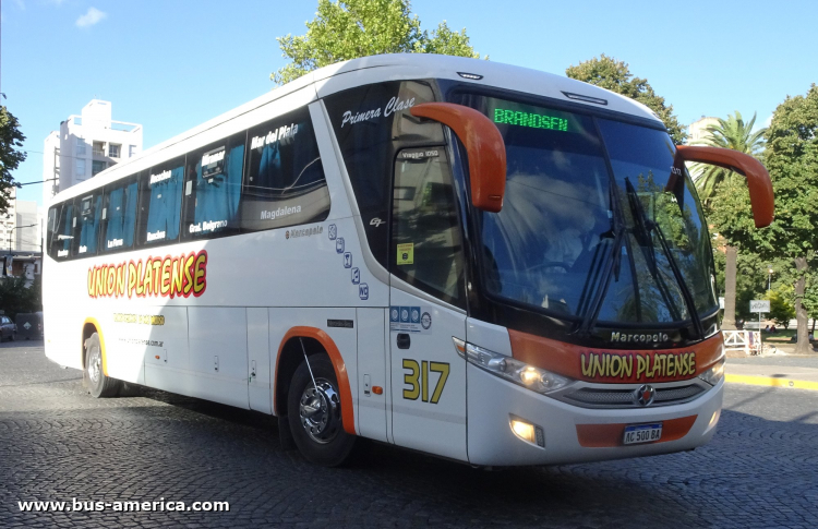 Mercedes-Benz O 500 M - Marcopolo G7 Viaggio 1050 (en Argentina) - Unión Platense
AC 500 BA

Línea 340 (Prov. Buenos Aires), interno 317 - 1317
