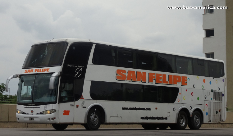 Mercedes-Benz O 500 RSD - Marcopolo G6 Paradiso 1800 DD (en Argentina) - San Felipe
IMU 689
[url=https://bus-america.com/galeria/displayimage.php?pid=68771]https://bus-america.com/galeria/displayimage.php?pid=68771[/url]

San Felipe (Prov.Sgo. del Estero), interno 35

Línea Santiago del Esterio-Monte Quemado
Horarios
Ida: 5:30 lunes a viernes , 13:00 diario , 20:00 diario
