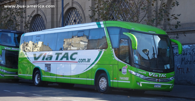 Scania K 310 B - Marcopolo G7 Viaggio 1050 (en Argentina) - Via TAC , Exp.Tigre Iguazú , Trenes Argentinos
AD 588 LQ

Vía Bariloche, interno T46988
Al servicio de Trenes Argentinos (Operaciones Ferroviarias S.E.)

Con la pandemia, para no viajar apretados en los trenes, se destinaron unidades de ómnibus para los posibles pasajeros parados, quedando a la espera de ese momento. Hoy, junio de 2022, continúa esa asitencia ante el eventual caso. Pero ¿para que?, si la gente viaja parada
