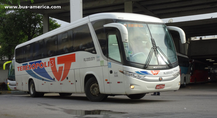 Scania K 310 IB - Marcopolo G7 Paradiso 1050 - Teresopolis
KVE-7103

Viaçao Teresopolis (Estado Rio de Janeiro), unidad RJ 203.071
