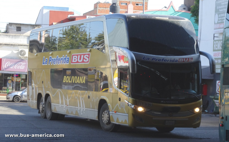 Scania K 400 - Marcopolo Paradiso G7 1800 DD (para Bolivia) - La Preferida Bus
4720YUS
[url=https://bus-america.com/galeria/displayimage.php?pid=58883]https://bus-america.com/galeria/displayimage.php?pid=58883[/url]

La Preferida Bus, interno 0133
