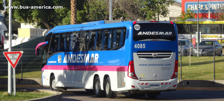 Scania K 400 B - Marcopolo New G7 Paradiso 1200 (en Argentina) - Andesmar
AE 498 NK
[url=https://bus-america.com/galeria/displayimage.php?pid=61803]https://bus-america.com/galeria/displayimage.php?pid=61803[/url]
[url=https://bus-america.com/galeria/displayimage.php?pid=61804]https://bus-america.com/galeria/displayimage.php?pid=61804[/url]

Andesamar, interno 4085
Línea internacional entre Argentina & Chile
