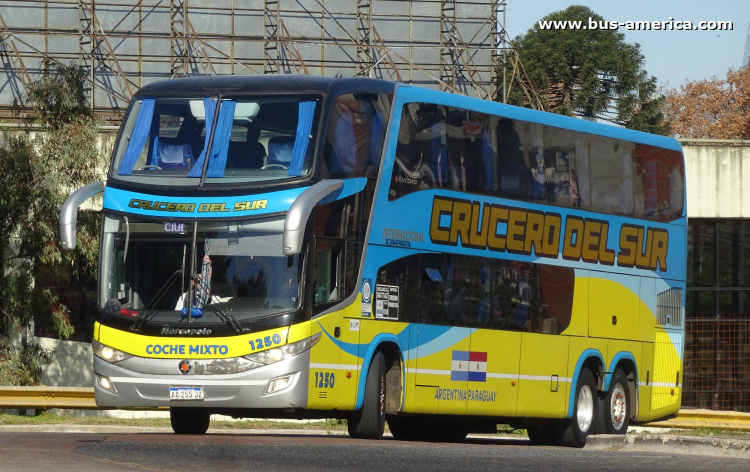 Scania K 400 B - Marcopolo G7 Paradiso 1800 DD (en Argentina) - Crucero del Sur
AA 255 JZ
[url=https://bus-america.com/galeria/displayimage.php?pid=57625]https://bus-america.com/galeria/displayimage.php?pid=57625[/url]

Crucero del Sur, interno 1250
