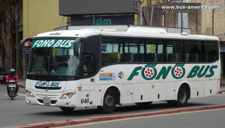 Mercedes-Benz OF 1418 - Saldivia Aries 2 325 - Fono Bus
PJM 129

Fono Bus (Prov. Córdoba), interno 646, patente provincial 1828
