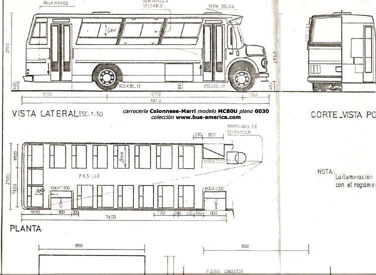 plano Colonnese-Marri modelo MC80U plano 0030
Plano de la carrocera, presentada al M.O.P.de la Nacin (Argentina)
