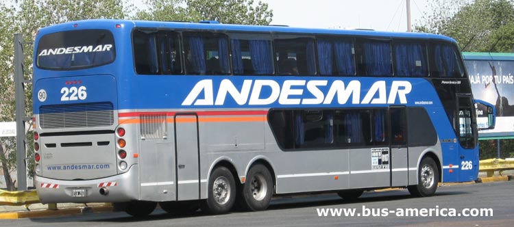 Volvo B 12 R - Busscar Panoramico DD (en Argentina) - Andesmar
Andesmar, interno 226
