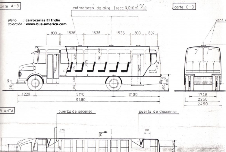 Mercedes-Benz LO1114 - El Indio Campen 2307
Plano de carrocera El Indio - presentado ante el M.O.S.P. de la Nacin
