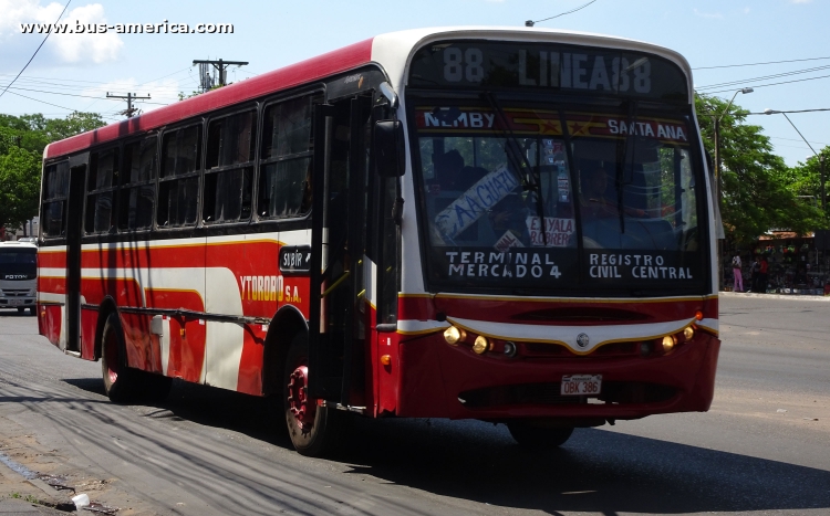 Mercedes-Benz OF - CAIO Apache Vip (en Paraguay) - Ytororo
OBK386

Línea 88 (Asunción), unidad ¿?
