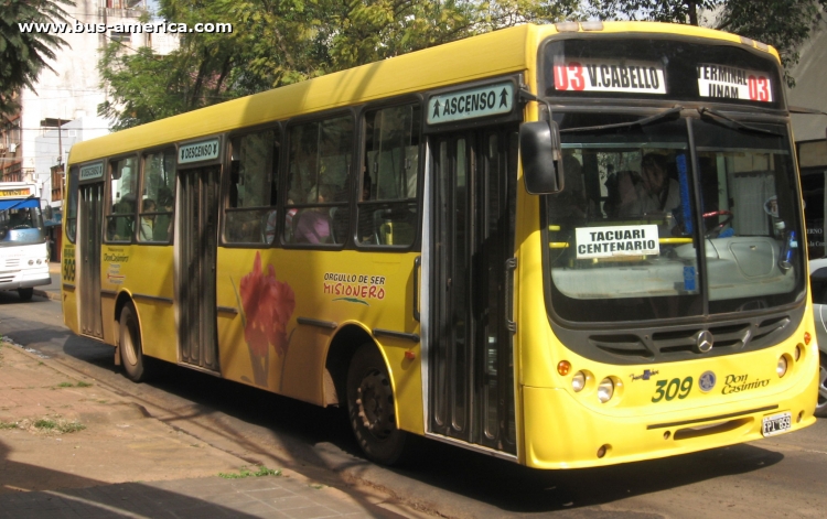 Mercedes-Benz OF 1722 - Metalpar Tronador - Don Casimiro
FPI859

Línea 03 (Posadas), interno 309
Sistema Integrado de Transporte Misionero, lo integran los municipios de Posadas, Candelaria, Garupa y la provincia de Misiones
