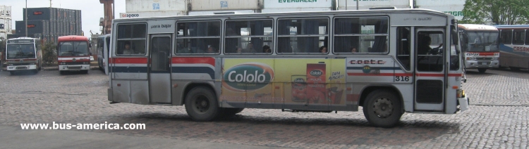 Mercedes-Benz OH 1318 - Caio Vitoria Intercity (en Uruguay) - C.O.E.T.C.
AJA558
(unidad que mantiene el corte de pintura de CODET, fusionada en COETC)
Para conocer mas sobre la historia de esta empresa puede consultar en la nota del [url=http://www.grupoaclo.es.tl/Coetc-_-47-A%F1os-de-Historia.htm]Grupo ACLO sobre C.O.E.T.C.[/url] y sobre la fusionada [url=http://grupoaclo.blogspot.com/2009/05/empresas-desaparecidas-ii-codet-las_126.html]C.O.D.E.T.[/url]
