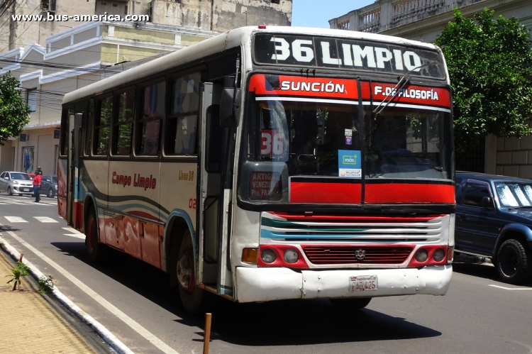 Mercedes-Benz OF - Marcopolo GV Torino (en Paraguay) - Campo Limpio
FAD 425

Línea 36 (Asunción), unidad 02
