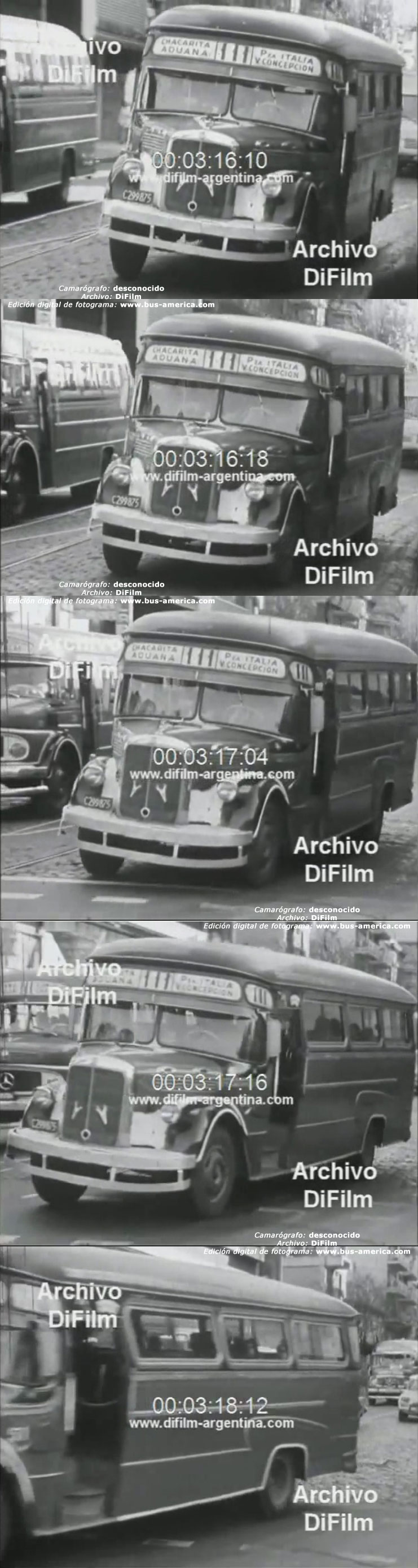 Mercedes-Benz L 312 - Martin Car - 25 de Mayo
C.299875

Camarógrafo: desconocido
Archivo: Canal 13 de Buenos Aires
Colección: Difilm (www.difilm-argentina.com)
Extraído de: "Infracciones que cometen los colectivos en la calle (1973)" en http://www.youtube.com/watch?v=jTFELGa1j4s
