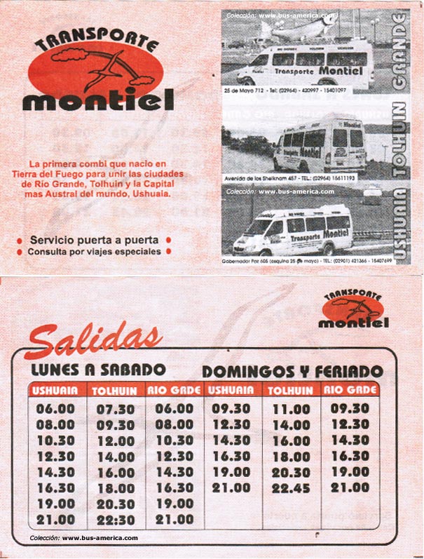 Transporte Montiel
Horario 2013
