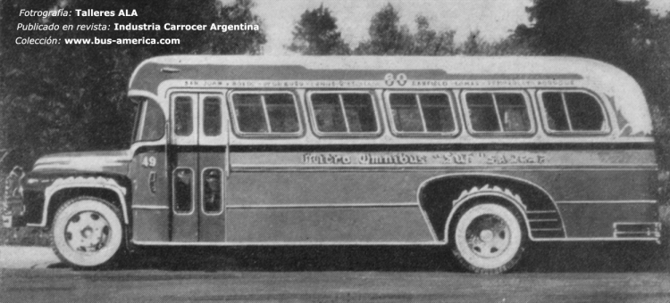 Ford B-600 - Ala - Micro Omnibus Sur
Fotografía: Talleres ALA S.R.L.
Publicada en revista: Industria Carrocera Argentina

Primera unidad carrozada por ALA, con estructura de madera

La segunda unidad fue montada sobre un Ford Thames, alargado, y disfrazado de "Mercedes-Benz", para la línea 104

La tercera unidad fue montada sobre Mercedes-Benz, con estructura metálica, y para la línea 143.
