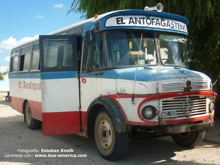Mercedes-Benz LO 1114 - El Detalle - El Antofagasteño
B.1385485 - WUC008
http://www.bus-america.com/ARcarrocerias/ElDetalle/MBenz/LO1114/serie75/MB-LO1114-ElAntofagaste6.htm
Fotografía: Esteban Knolb
