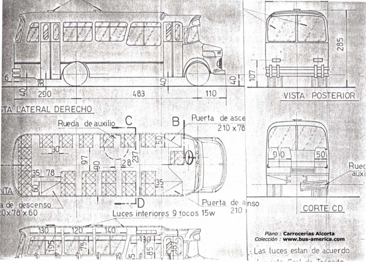 Mercedes-Benz LO 1114 - Alcorta AL 580
Plano de carrocerías Alcorta
