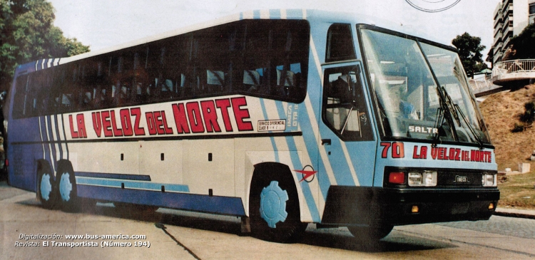 Scania K 112 - Imeca GTR 12 - La Velóz del Norte
La Veloz del Norte, interno 70

Fotografía publicada en revista: El Transportista (Número 194, febrero 1990)
