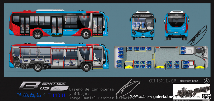 BENITEZBUS TYPHOON CITY BUS  (IV GENERACION)  T 11O U EL PLUMERILLO MENDOZA 
OTRA VERSION DE MI CARROCERIA FICTICIA FICTICIA TYPHOON CITY BUS esta vez sobre chasis Mercedes Benz OH 1621 L-SB y luciendo los colores del grupo 600 del sistema MENDOTRAN
Palabras clave: typhoon benitezbus plano diseño sin carrozar mendotran plumerillo diseño sin carrozar ficticio mercedes benz oh1621l