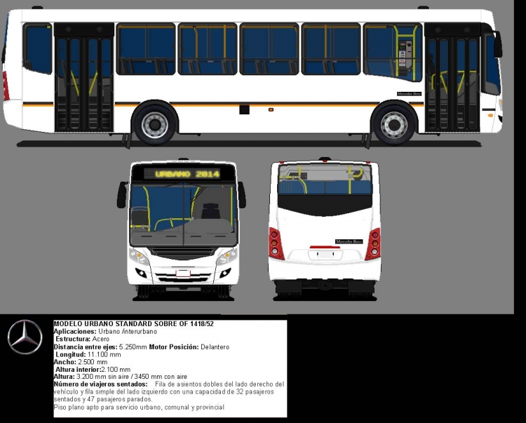 PROYECTO BUS URBANO STANDARD
BUS URBANO MOTOR DELANTERO
Palabras clave: DISEÑOS SIN CARROZAR MERCEDES BENZ DANIEL BENITEZ MENDOZA