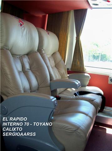 "EL RAPIDO" - SERVICIO EJECUTIVO
Interior Troyano Calixto - Interno 70 EMPRESA "EL RÁPIDO" 
Línea Mar del Plata - Retiro - Liniers
(vista interior de la unidad)
