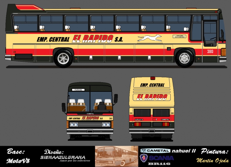 Scania BR 116 - Cametal - Emp. Central El Rapido - Dibujo
Cametal Nahuel con los colores de la vieja ECER.
Palabras clave: Central El Rapido